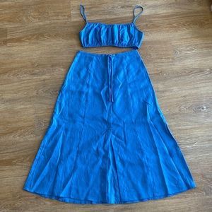 Reformation blue linen skirt set sz 6 NWT